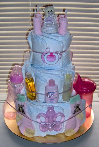 Pink/Girl 3 Tier Diaper Cake